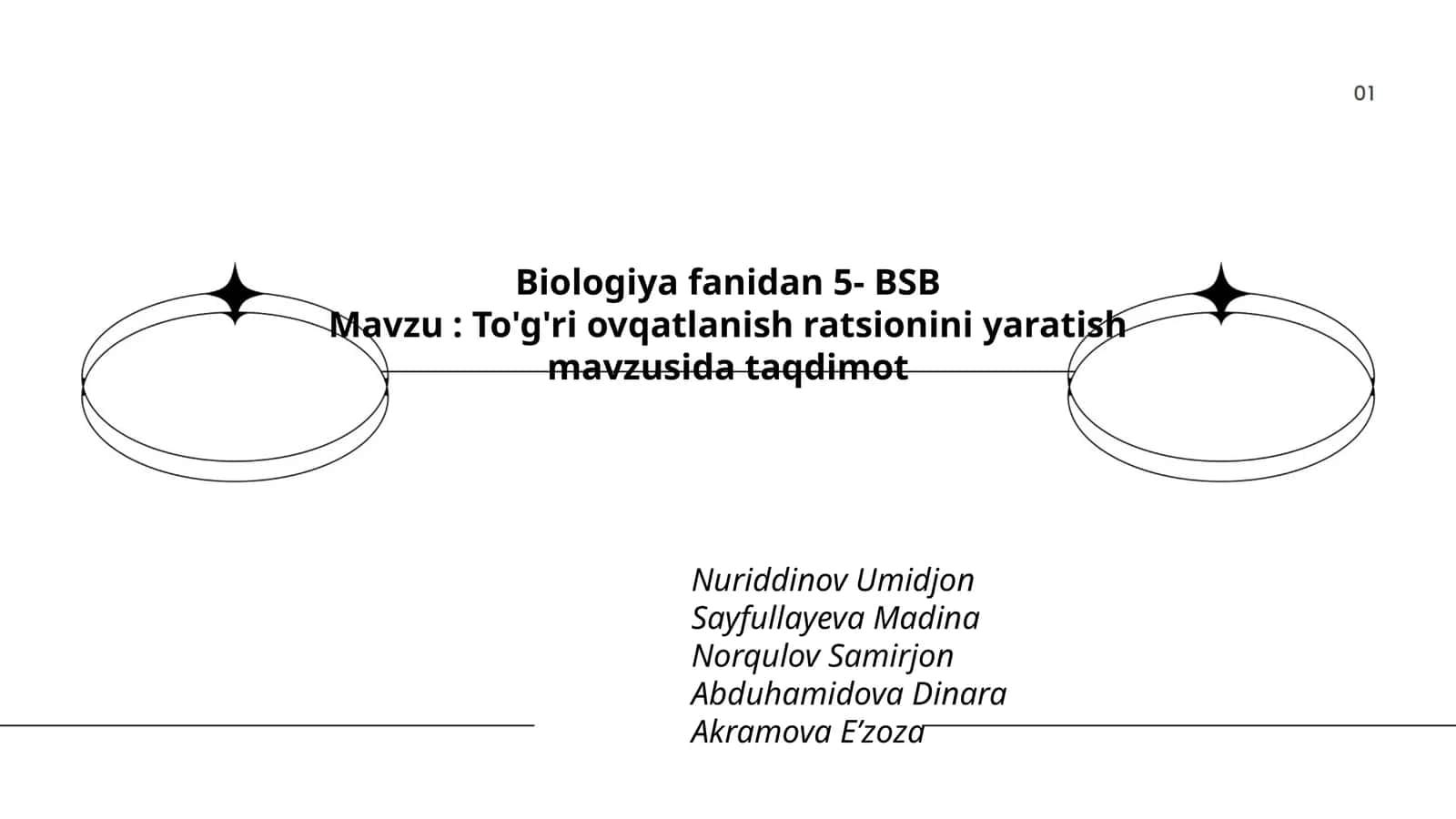 To'g'ri ovqatlanish ratsionini yaratish mavzusida taqdimot 1