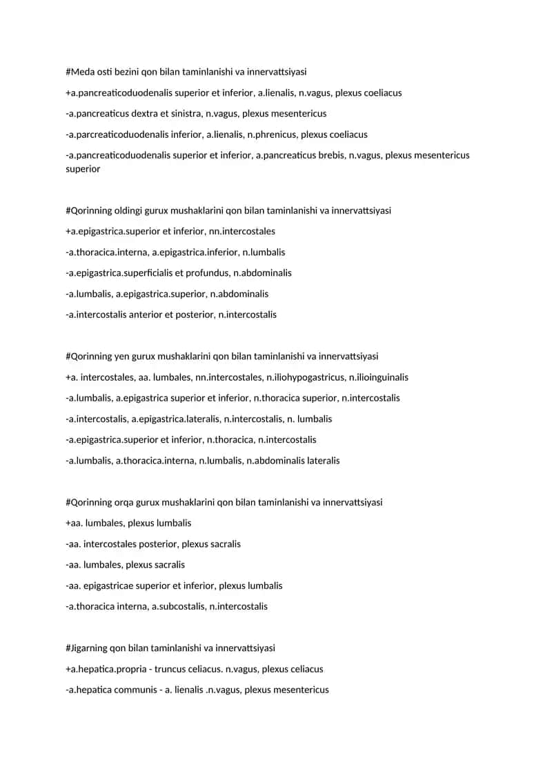 Qorinning orqa guruх mushaklarini qon bilan taminlanishi va innеrvattsiyasi 1