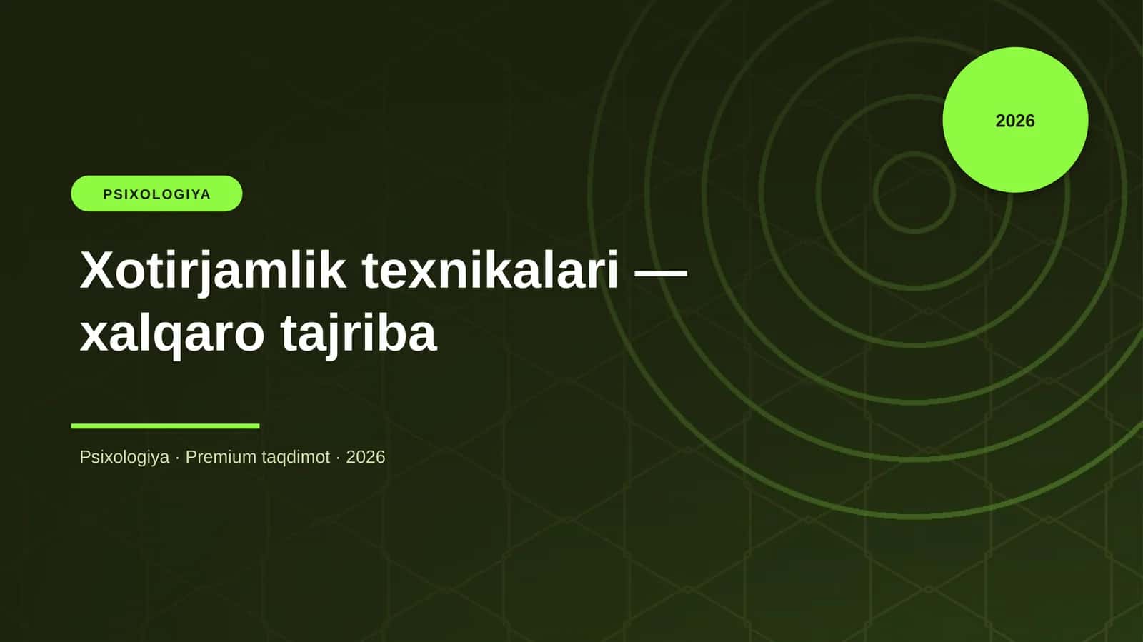 Xotirjamlik texnikalari — xalqaro tajriba 1