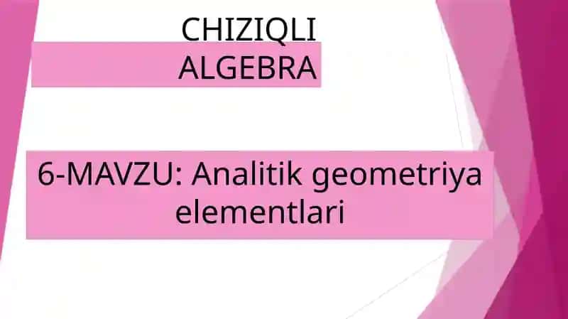 Analitik geometriya elementlari