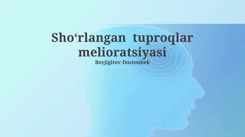 Shoʻrlangan tuproqlar melioratsiyasi 1