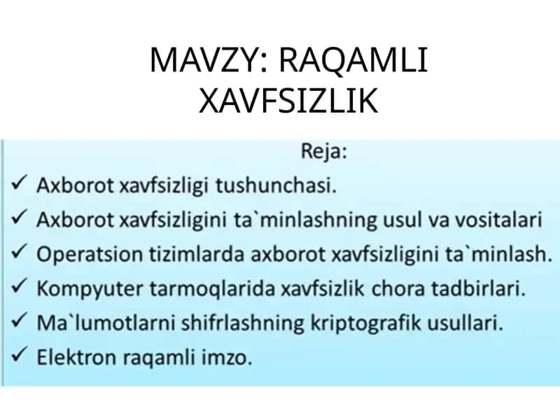RAQAMLI XAVFSIZLIK 1