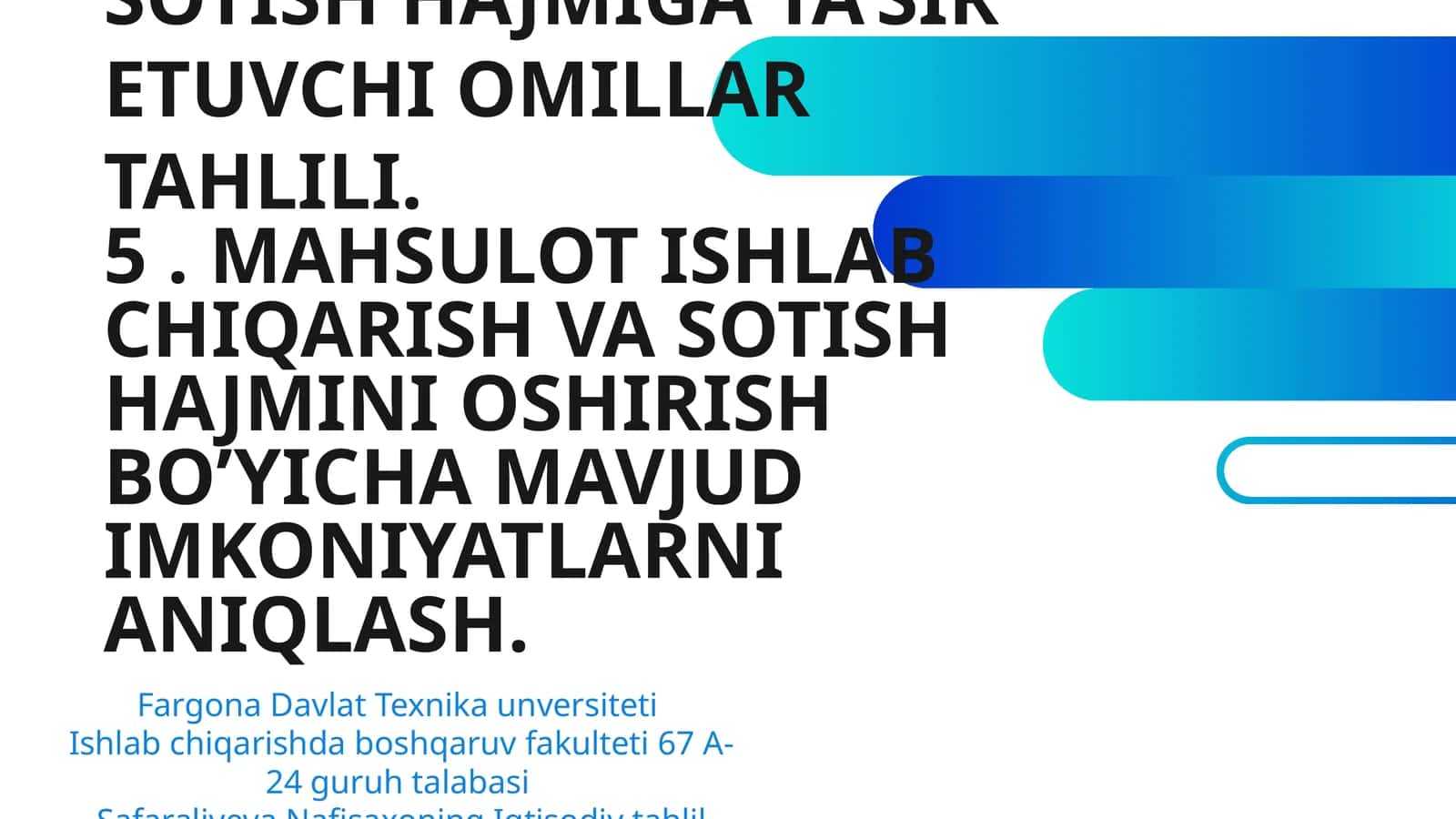MAXSULOT (ISH, XIZMAT) KRITIK HAJMI HAMDA ISHLAB CHIQARISH LEVERIDJI TAHLILI 1