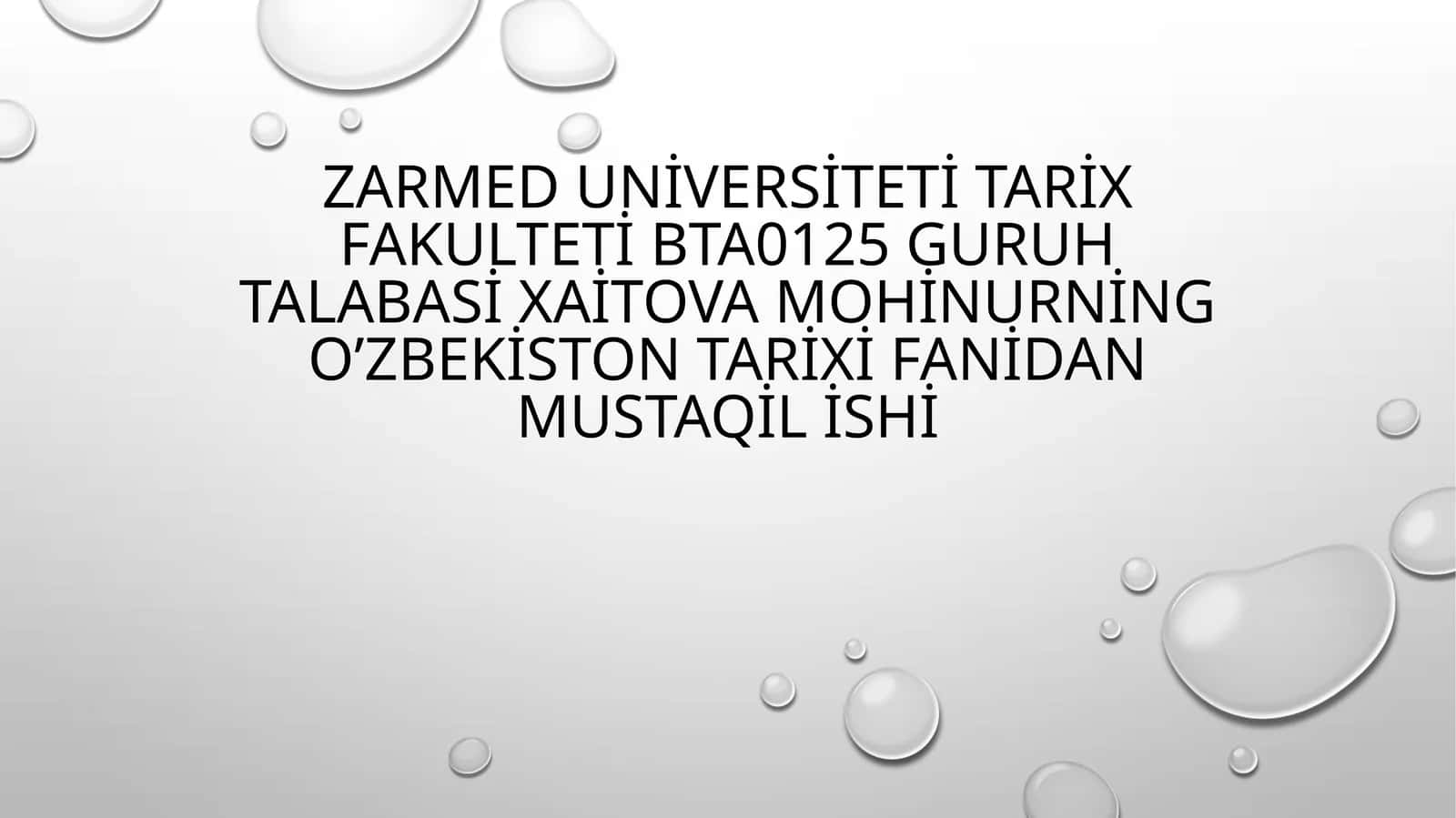 O'zbekiston tarixi fanidan mustaqil ishi 1