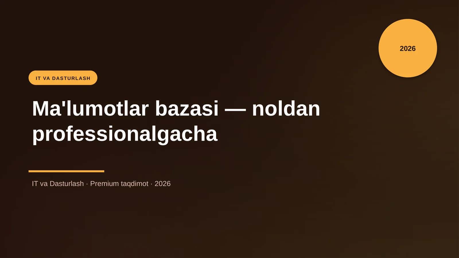 Ma'lumotlar bazasi — noldan professionalgacha 1