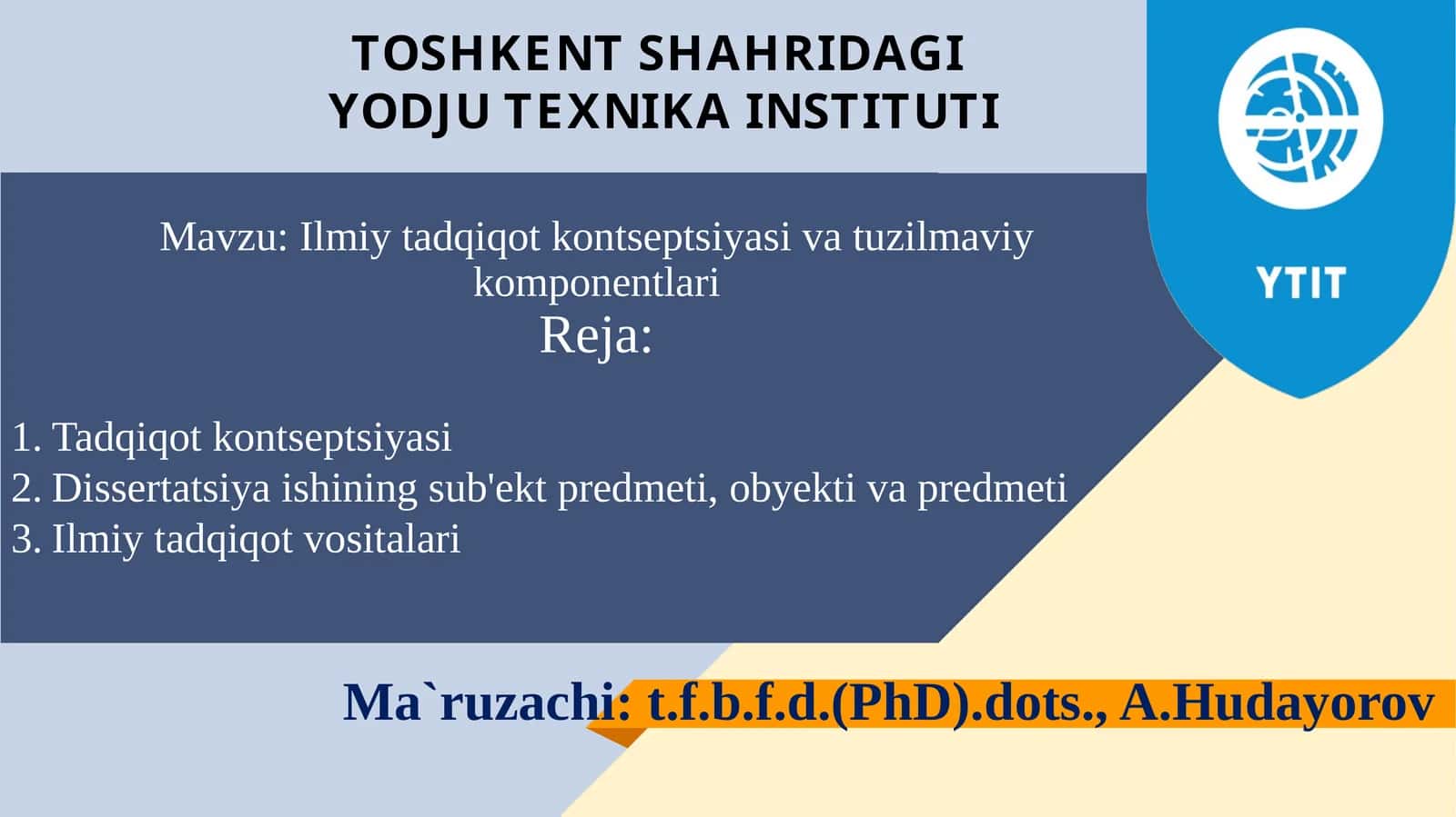 Ilmiy tadqiqot kontseptsiyasi va tuzilmaviy komponentlari 1
