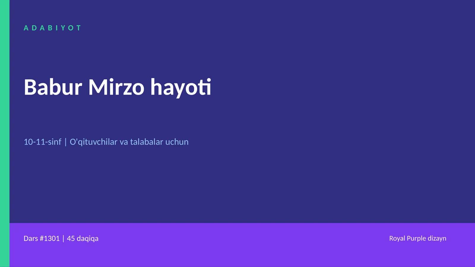 Babur Mirzo hayoti 1