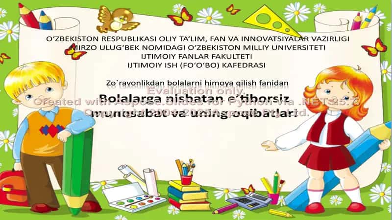 Zo'ravonlikdan bolalarga nisbatan e’tiborsiz mBolalarga nisbatan e’tiborsiz munosabat va uning oqibatlariunosabat va uning oqibatlari 1