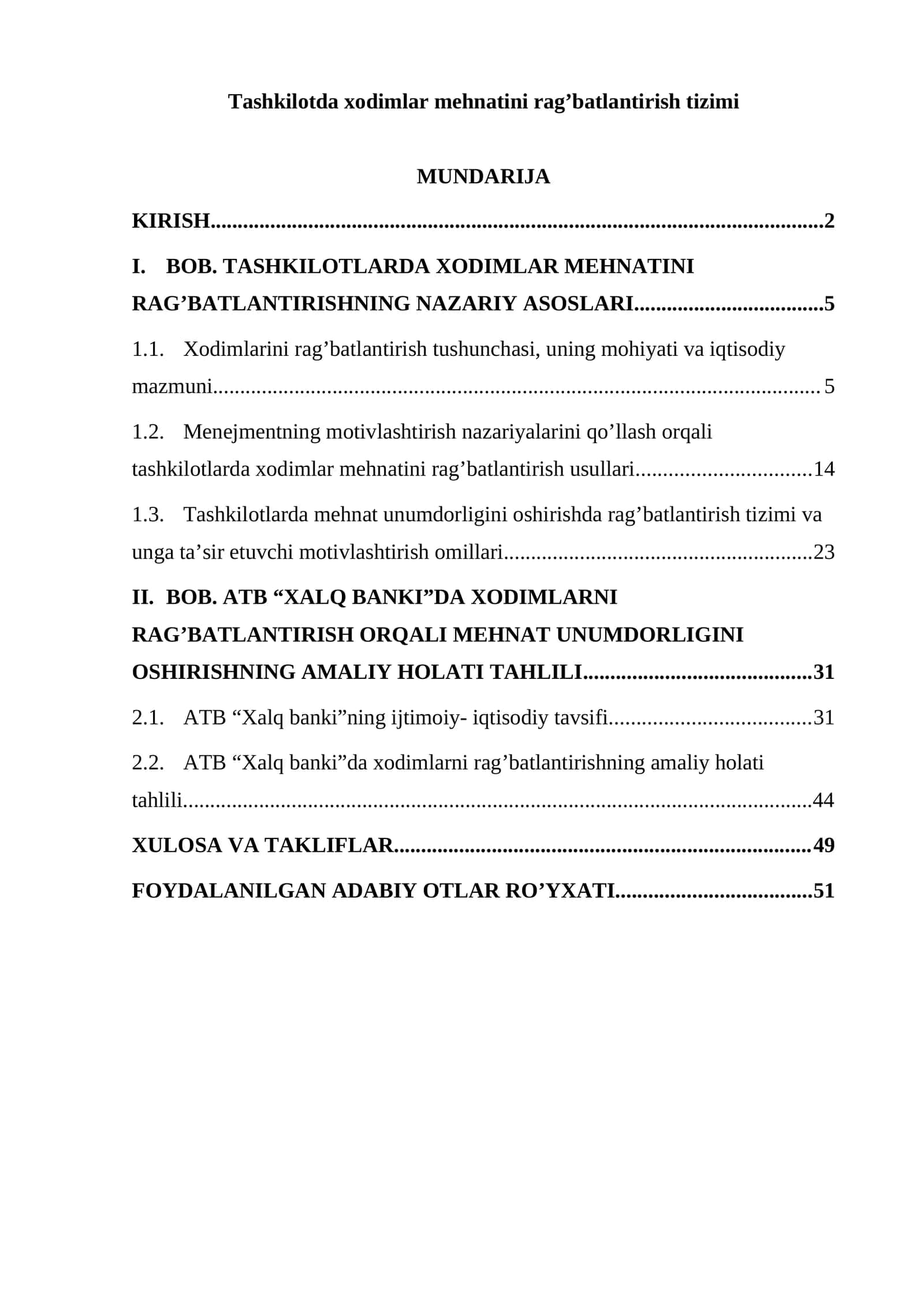 Tashkilotda xodimlar mehnatini rag’batlantirish tizimi 1