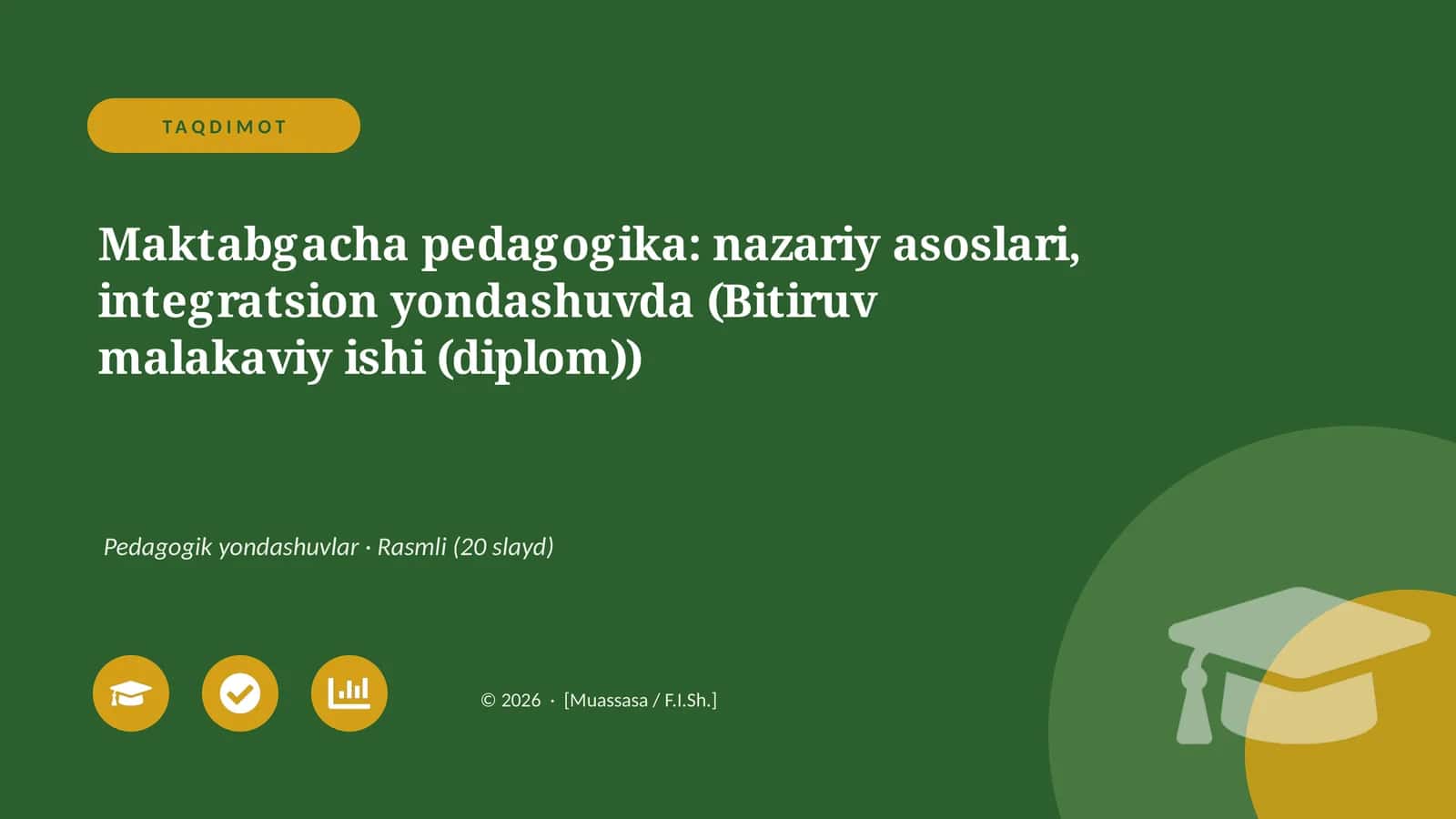 Maktabgacha pedagogika: nazariy asoslari, integratsion yondashuvda (Bitiruv malakaviy ishi (diplom)) 1