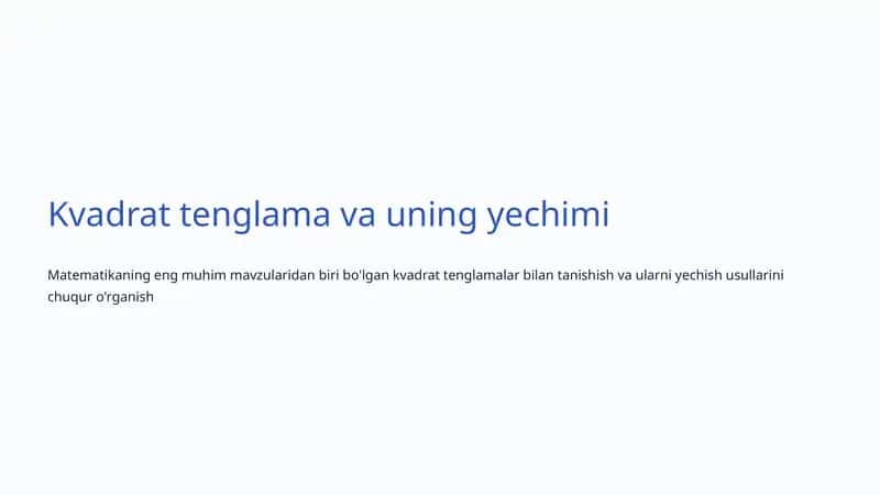 Kvadrat tenglama va uning yechimi 1
