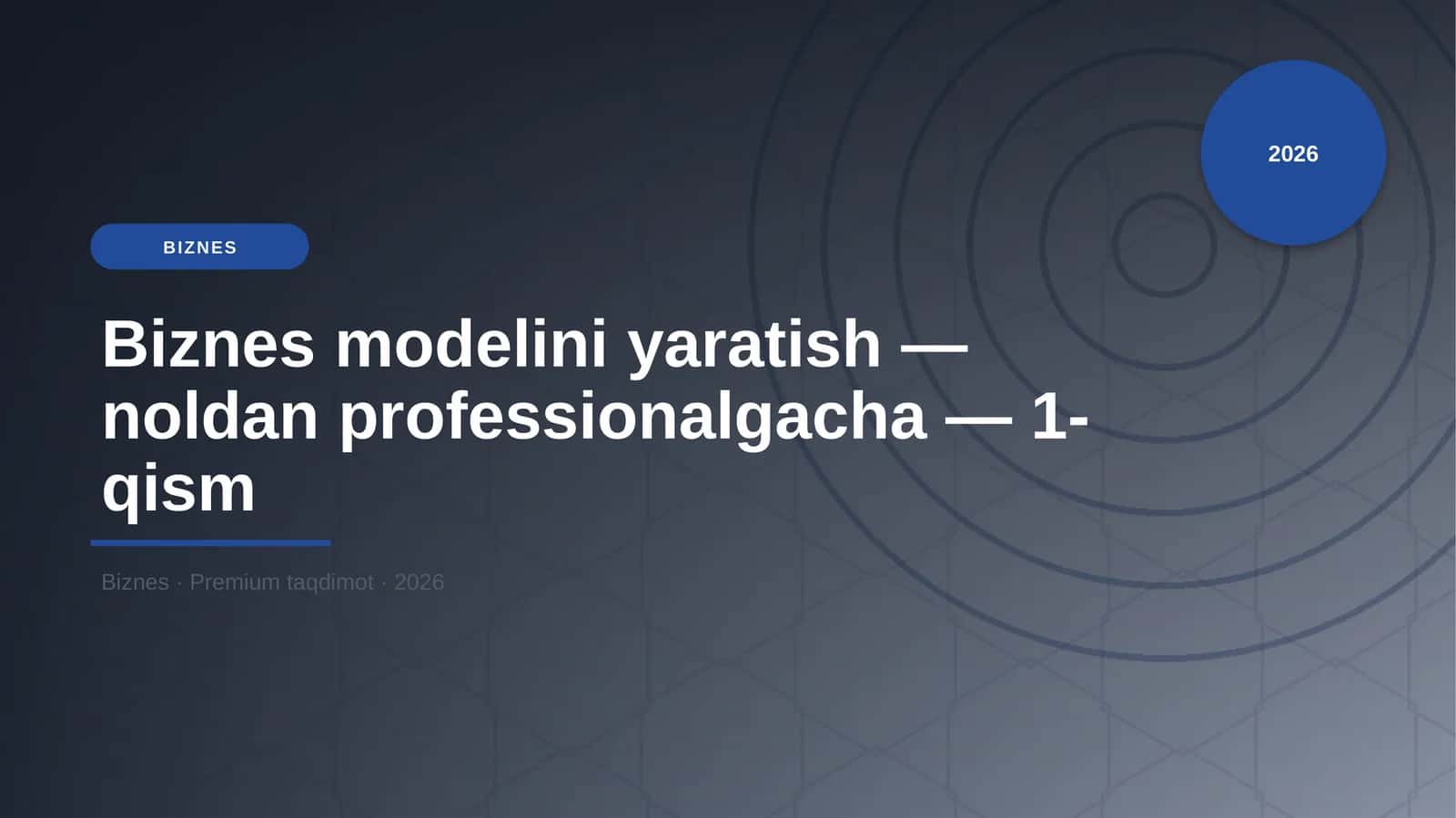 Biznes modelini yaratish — noldan professionalgacha — 1-qism 1