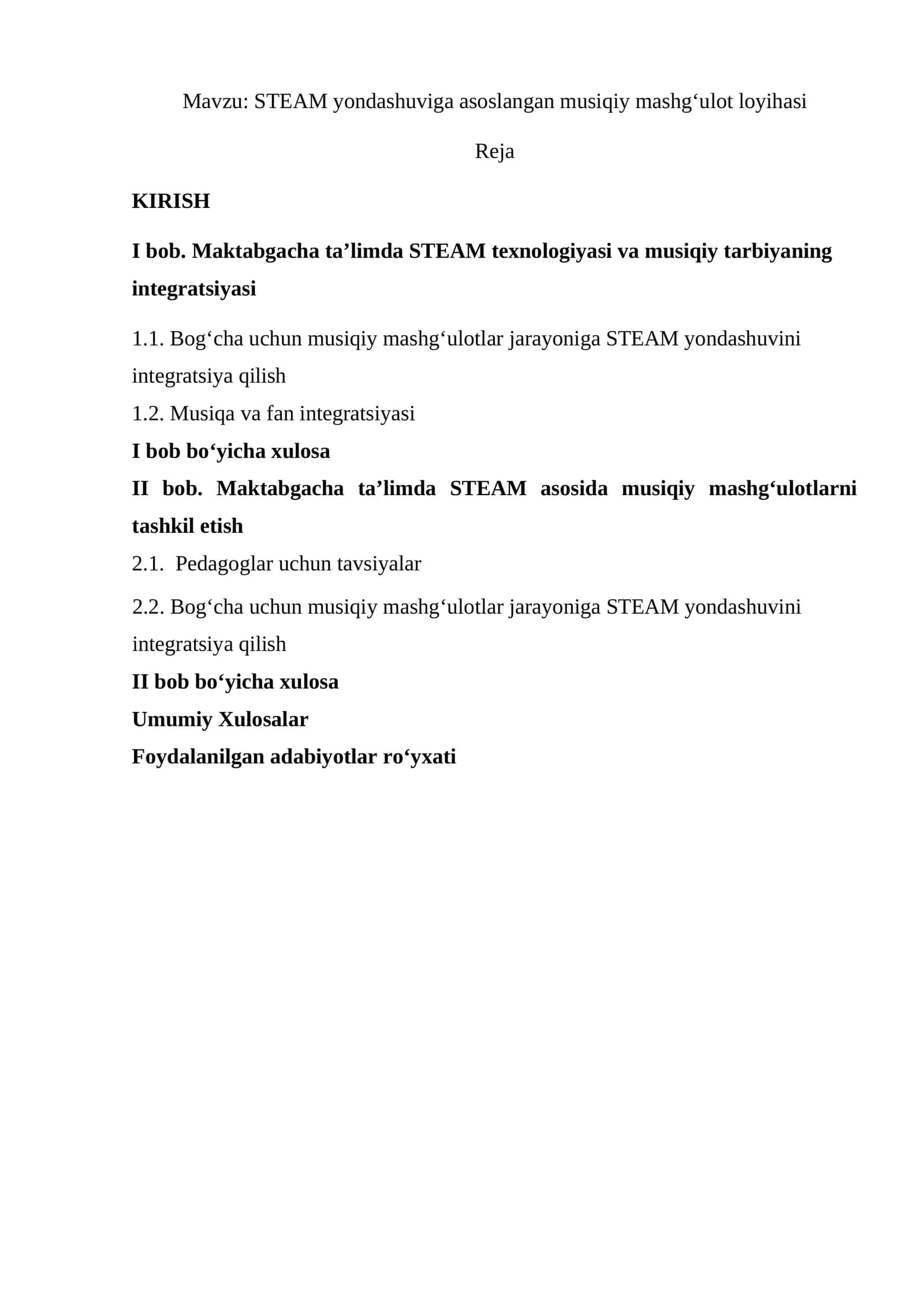 STEAM yondashuviga asoslangan musiqiy mashg‘ulot loyihasi 1