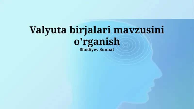 Valyuta birjalari mavzusini o'rganish 1