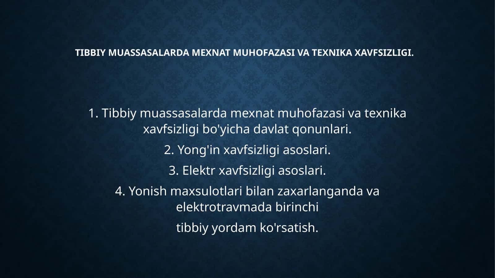 Tibbiymuassasalardamexnatmuhofazasivatexnikaxavfsizligi 1