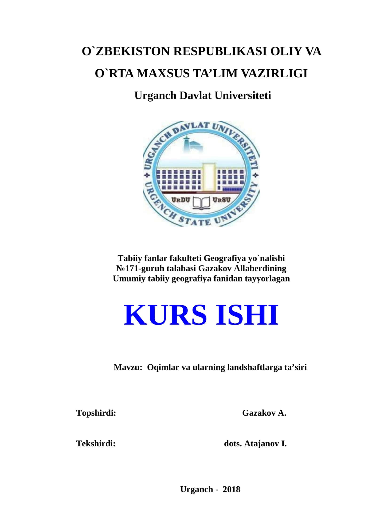 Oqimlar va ularning landshaftlarga ta’siri 1
