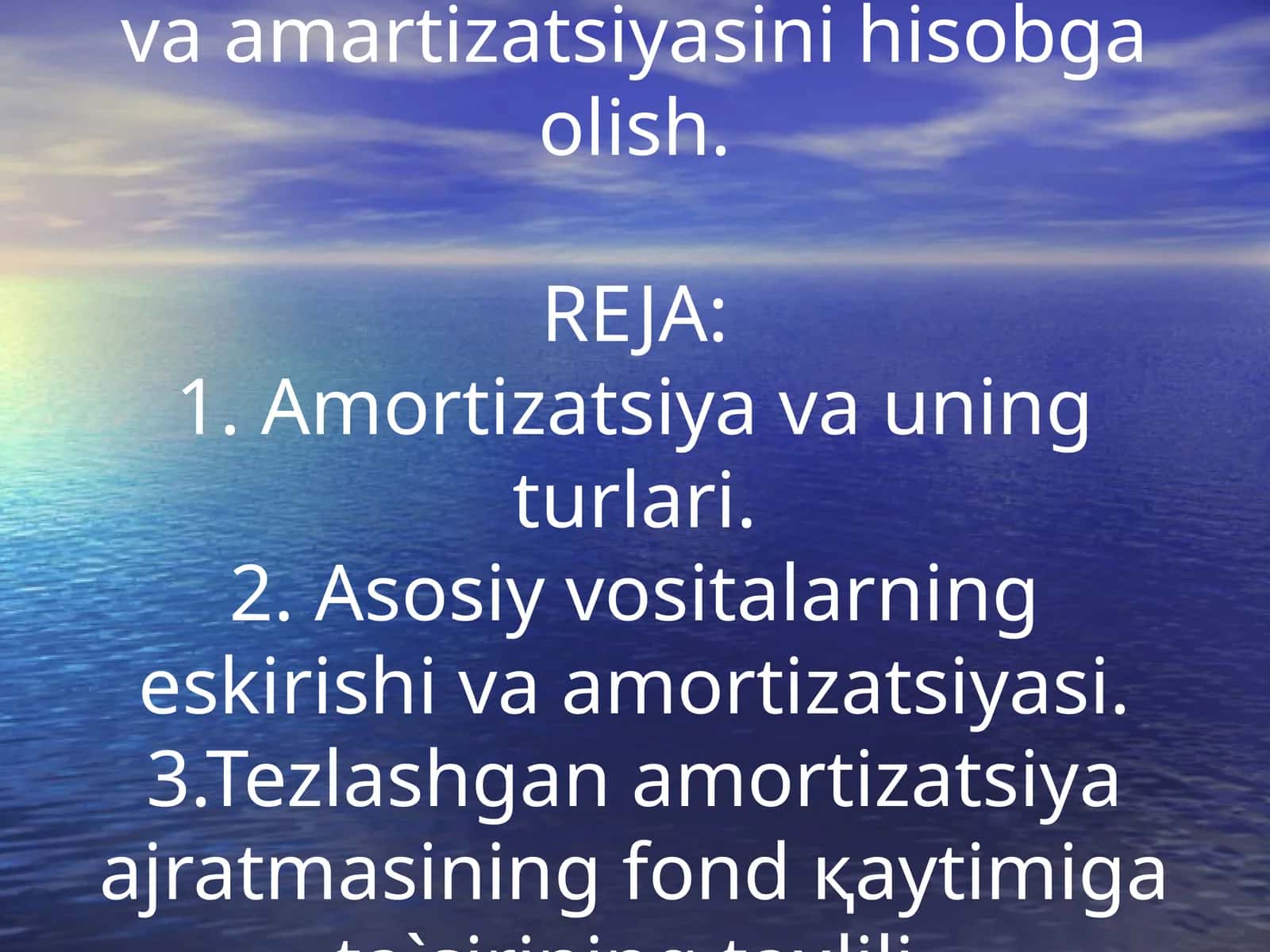 Аsosiy vositalarning eskirish va amartizatsiyasini hisobga olish 1