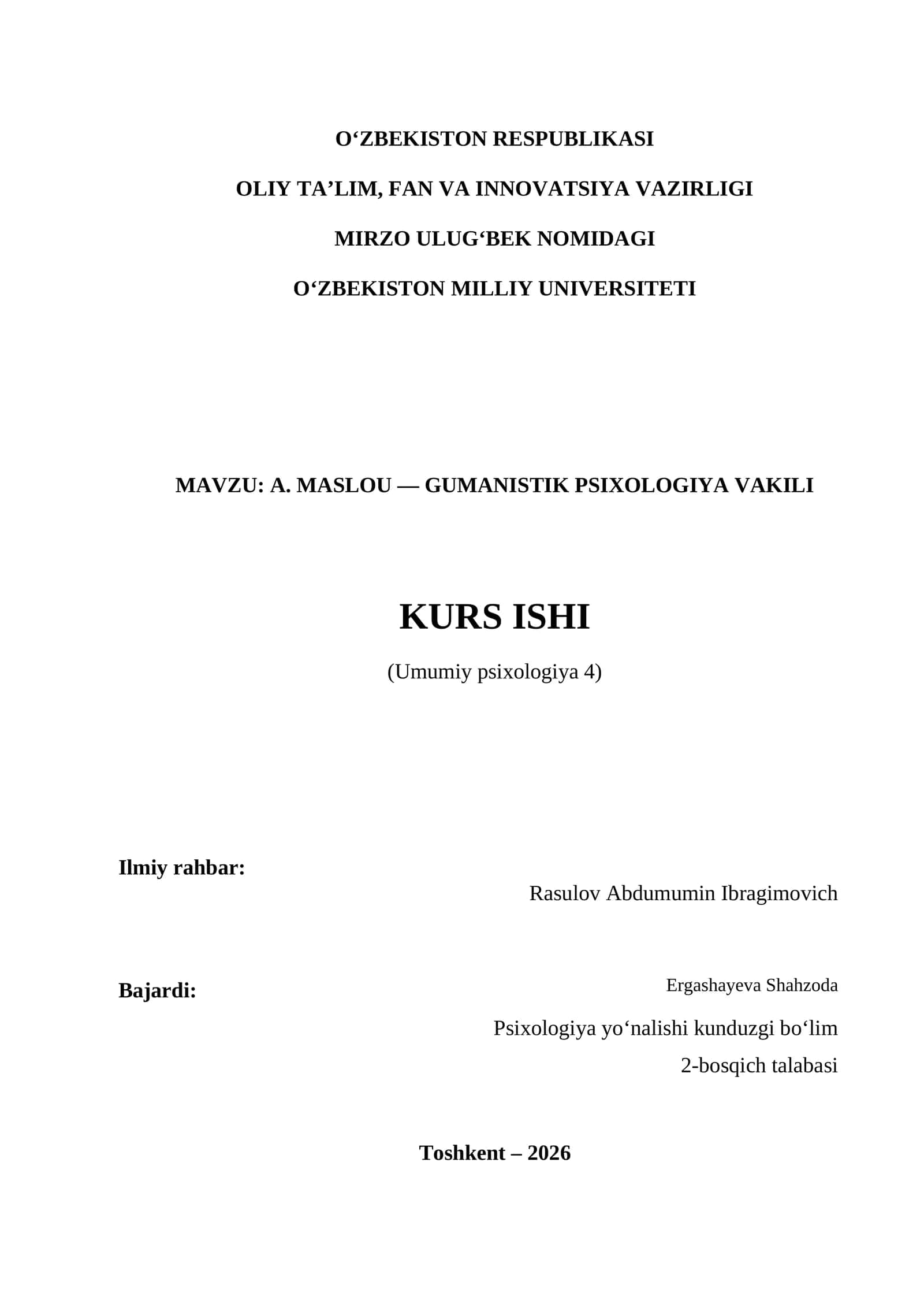 A. MASLOU — GUMANISTIK PSIXOLOGIYA VAKILI 1