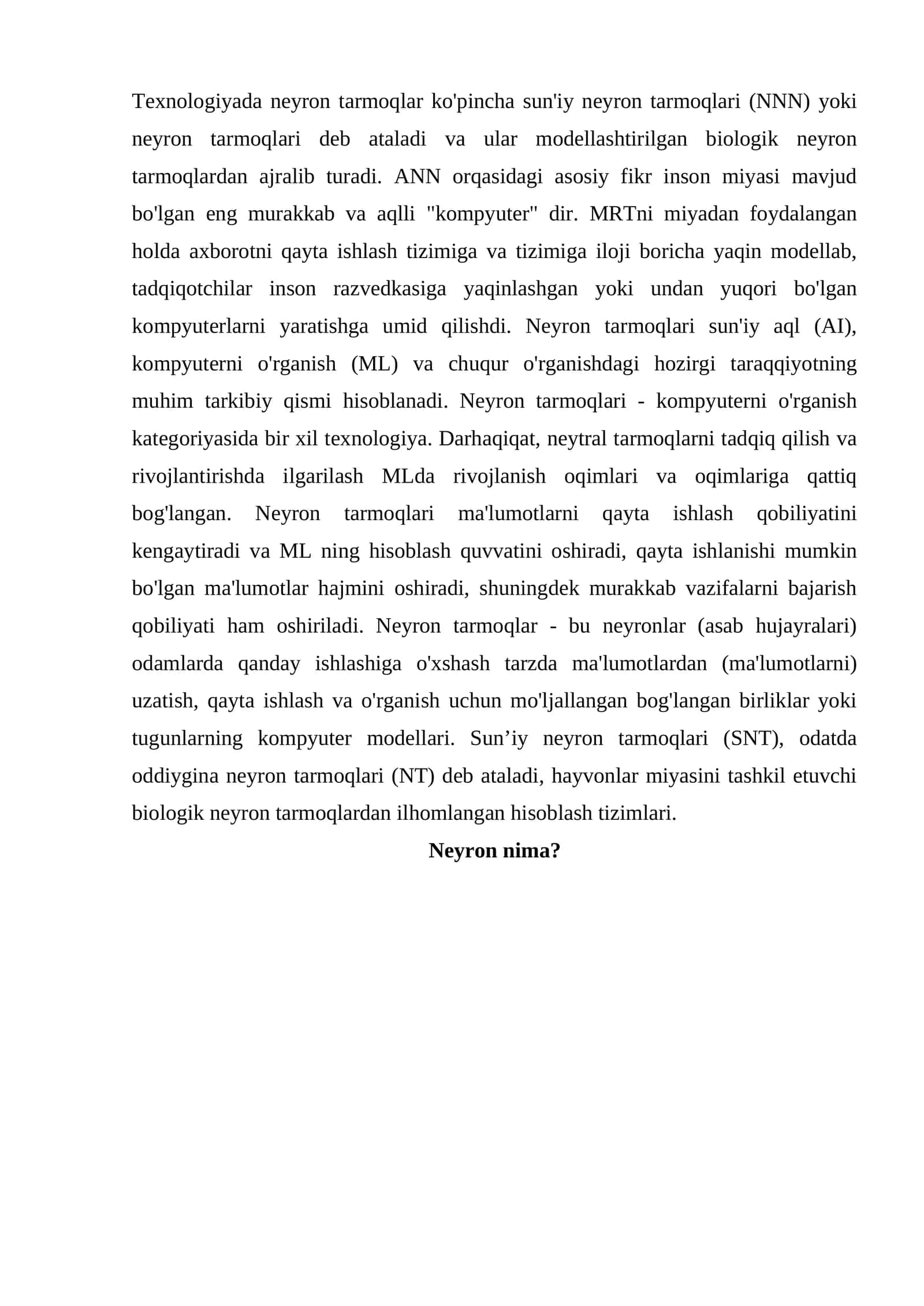 Neyron tarmoqlari 1