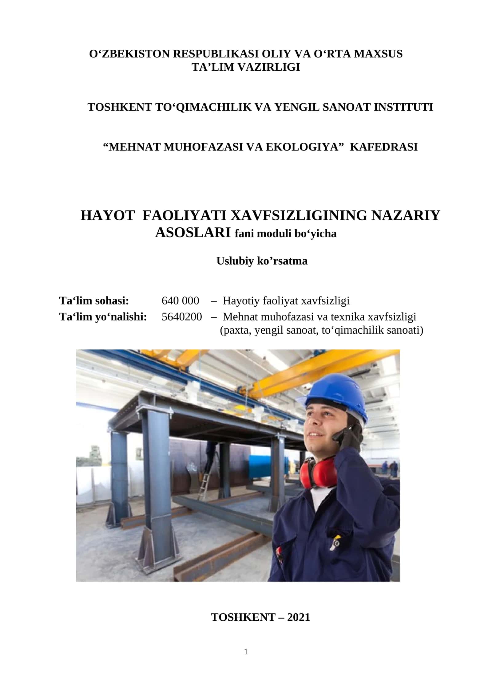 Hayot faoliyati xavfsizligi 1