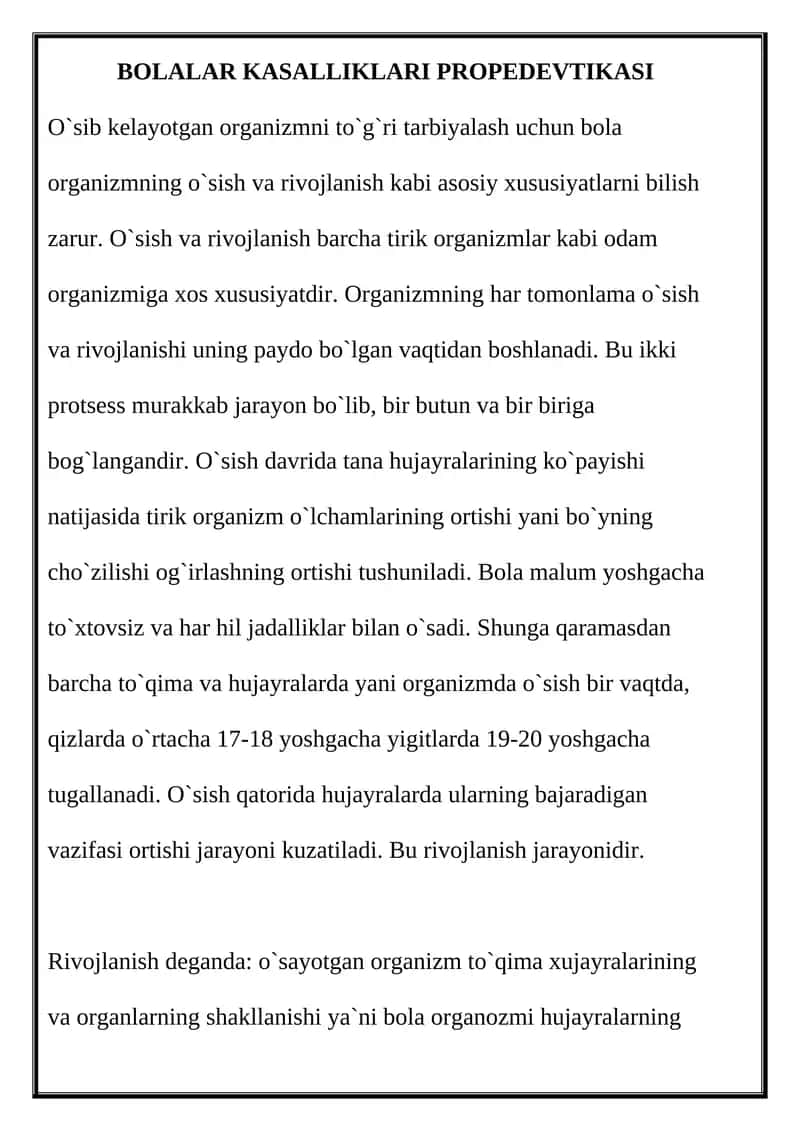 BOLALAR KASALLIKLARI PROPEDEVTIKASI 1