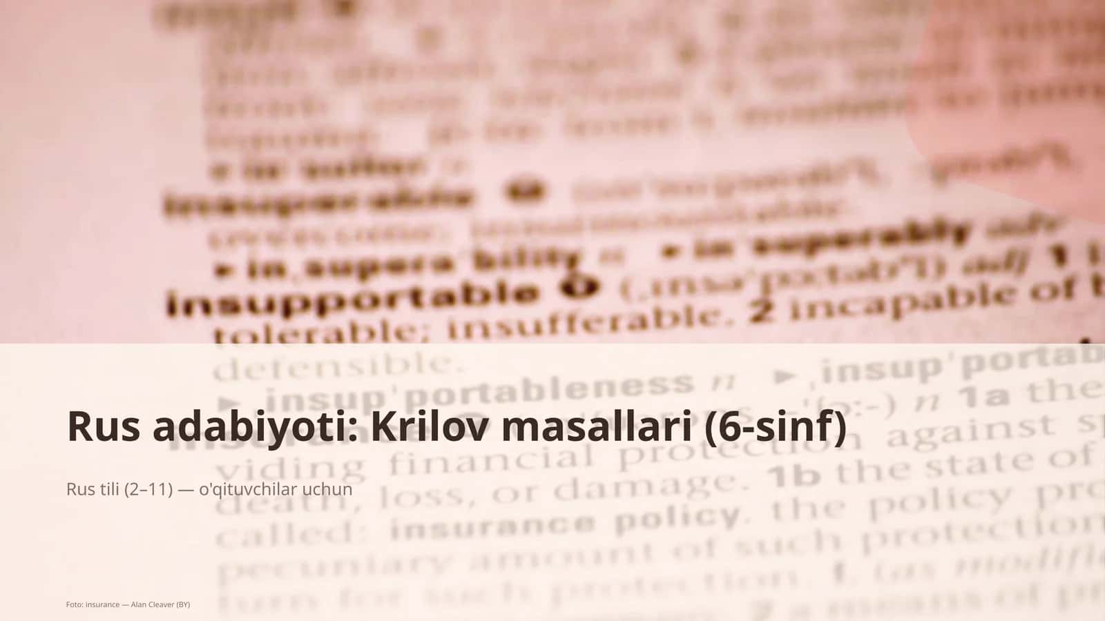 Rus adabiyoti: Krilov masallari (6-sinf) 1