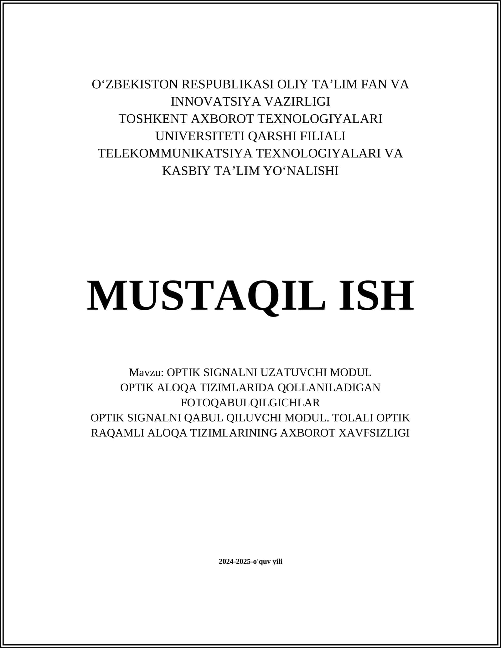 OPTIK SIGNALNI UZATUVCHI MODUL 1