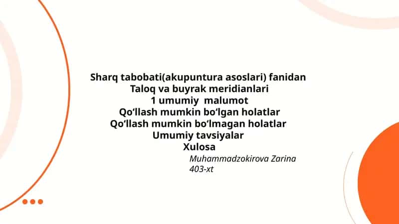 Sharq tabobati (akupuntura asoslari) 1