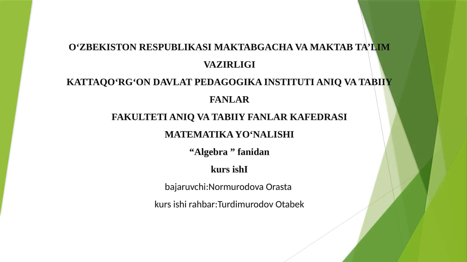Algebra Kurs Ishi 1