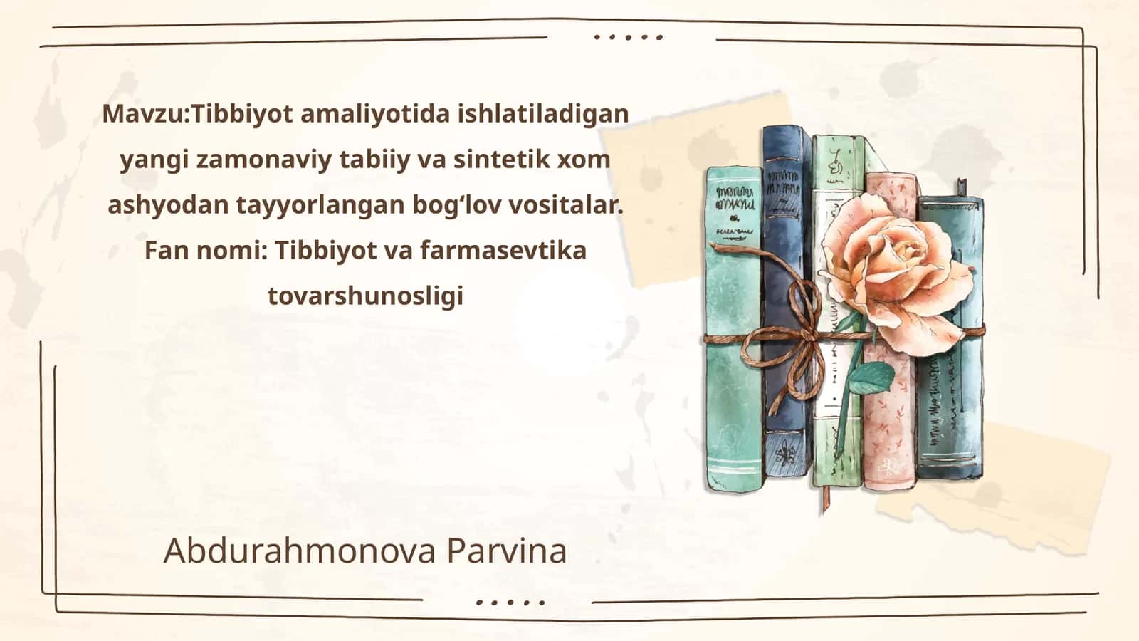 Tibbiyot va farmasevtika tovarshunosligi 1