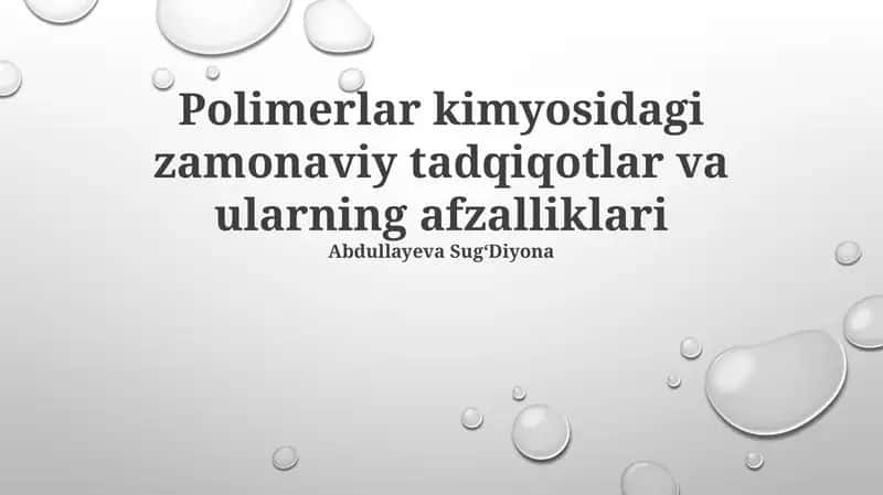 Zamonaviy Polimer Kimyosi 1