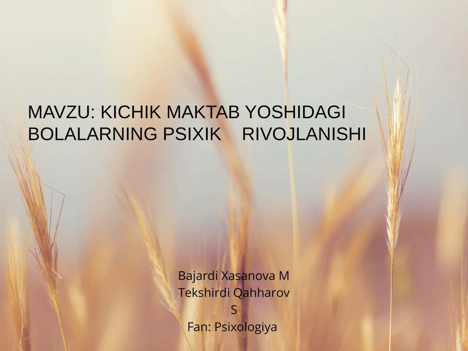 KICHIK MAKTAB YOSHIDAGI BOLALARNING PSIXIK RIVOJLANISHI 1