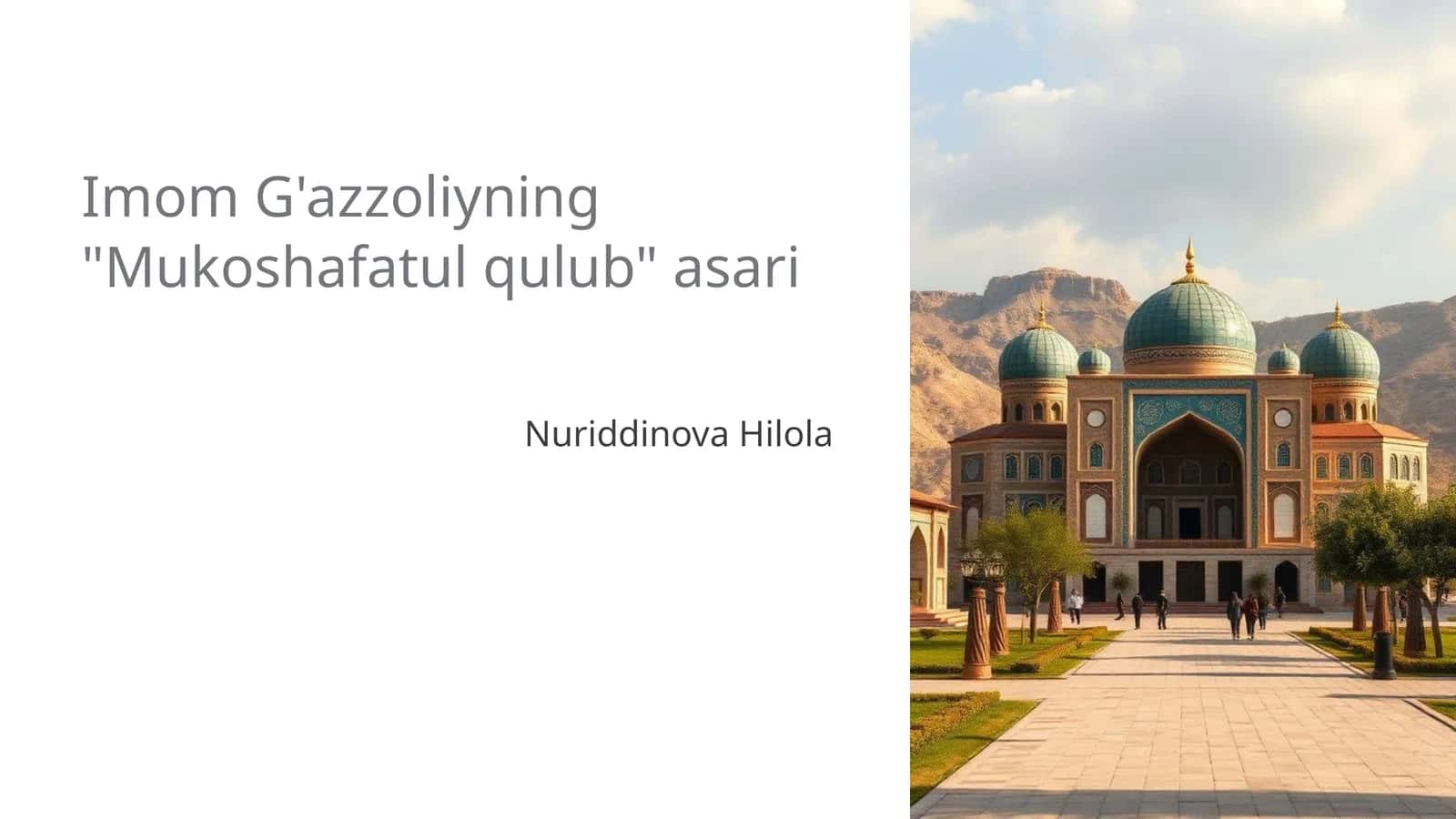 Imom G'azzoliyning "Mukoshafatul qulub" asari 1