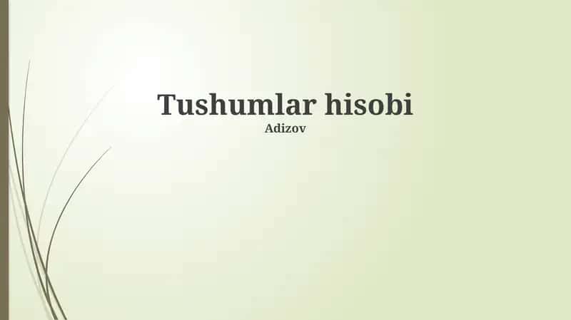 Tushumlar hisobi 1