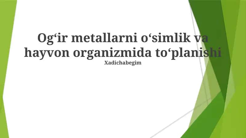 Ogʻir metallarni oʻsimlik va hayvon organizmida toʻplanishi 1
