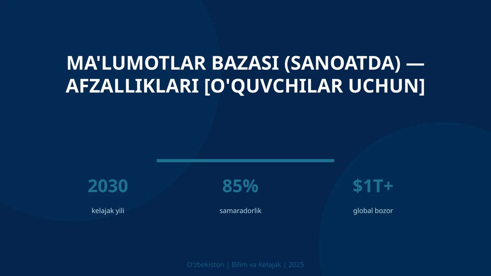 Ma'lumotlar bazasi (sanoatda) — afzalliklari [o'quvchilar uchun] 1