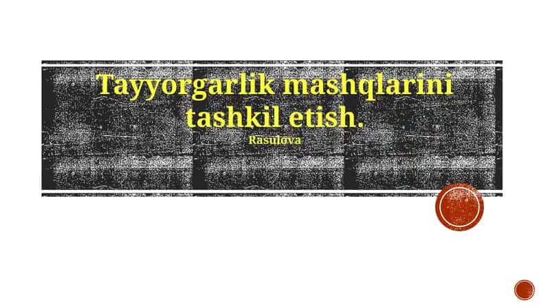 Tayyorgarlik mashqlarini tashkil etish. Rasulova 1