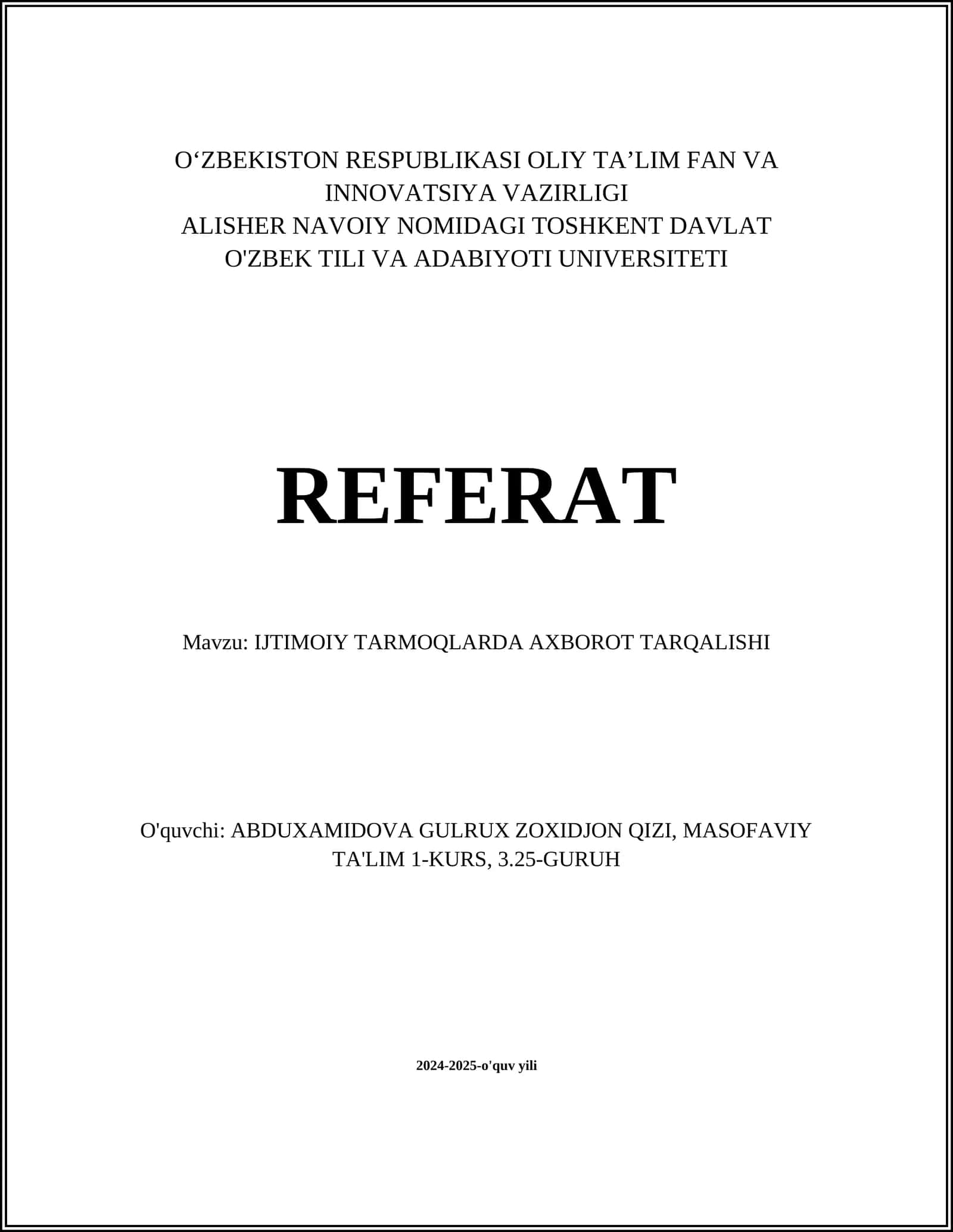 IJTIMOIY TARMOQLARDA AXBOROT TARQALISHI 1