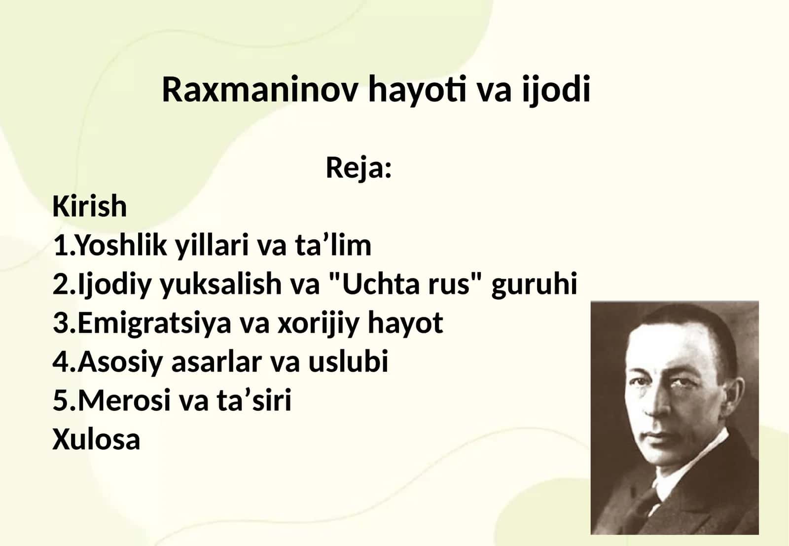 Raxmaninov hayoti va ijodi 1