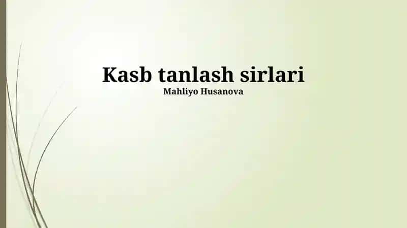 Kasb tanlash sirlari