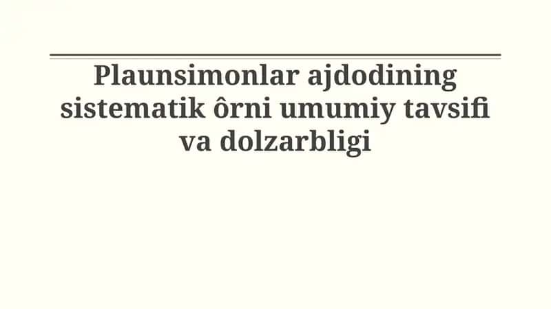Plaunsimonlar Ajdodlari 1