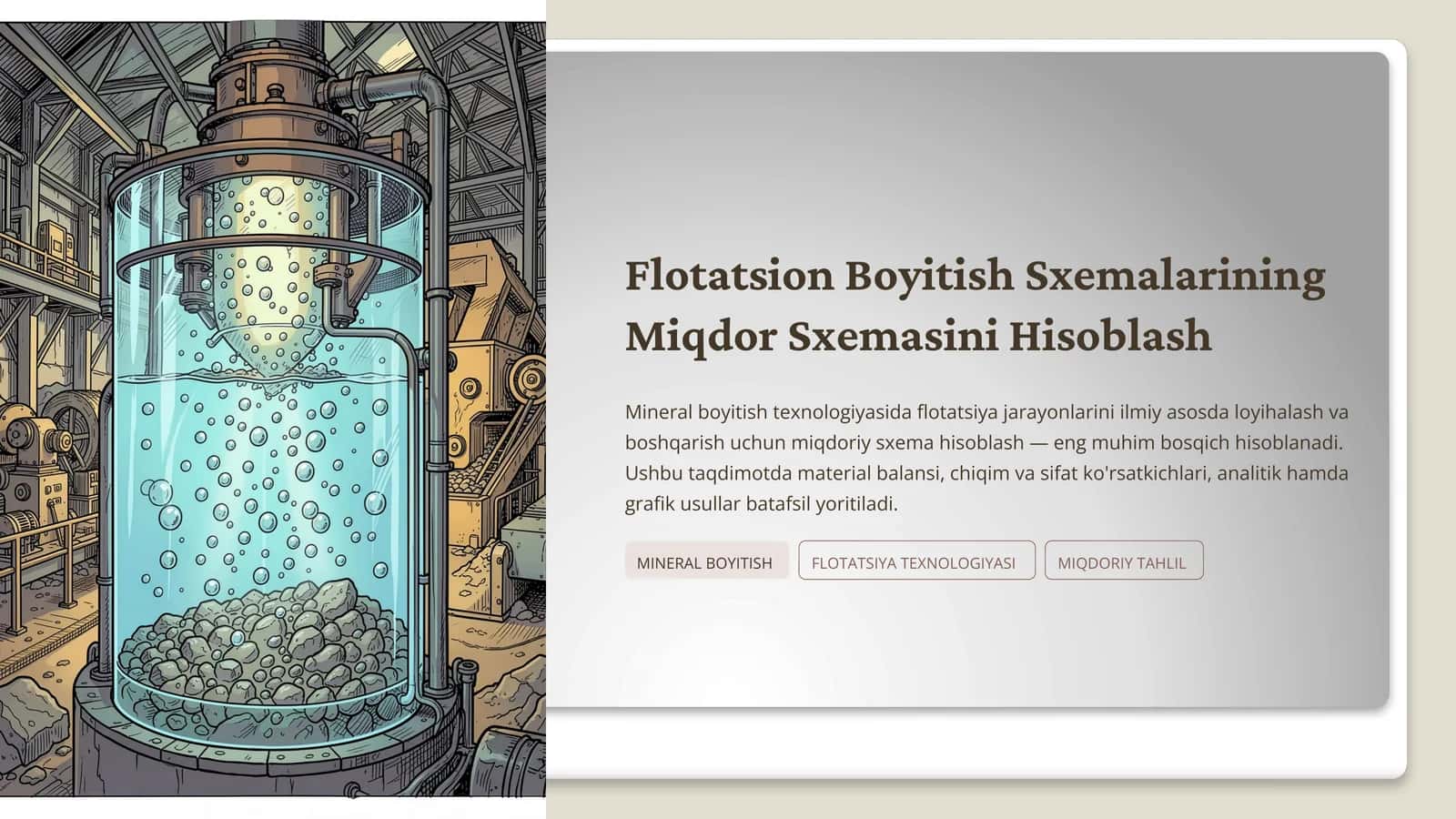 Flotatsion Boyitish Sxemalarining Miqdor Sxemasini Hisoblash 1