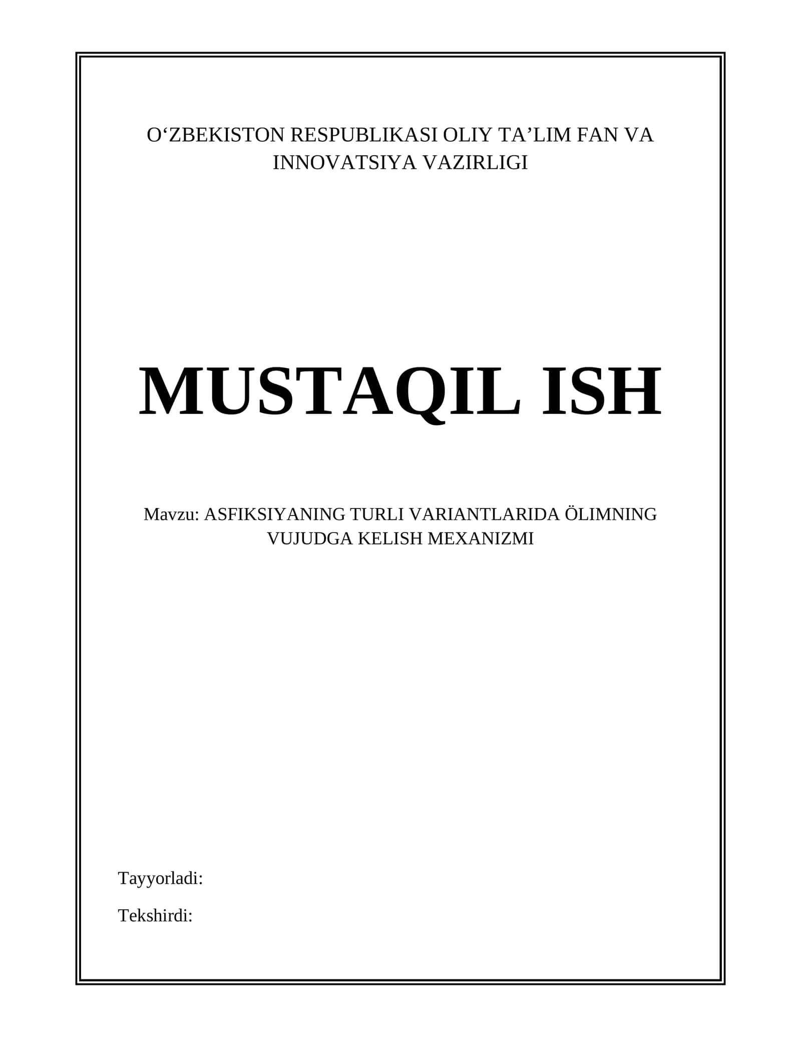 ASFIKSIYANING TURLI VARIANTLARIDA ÖLIMNING VUJUDGA KELISH MEXANIZMI 1