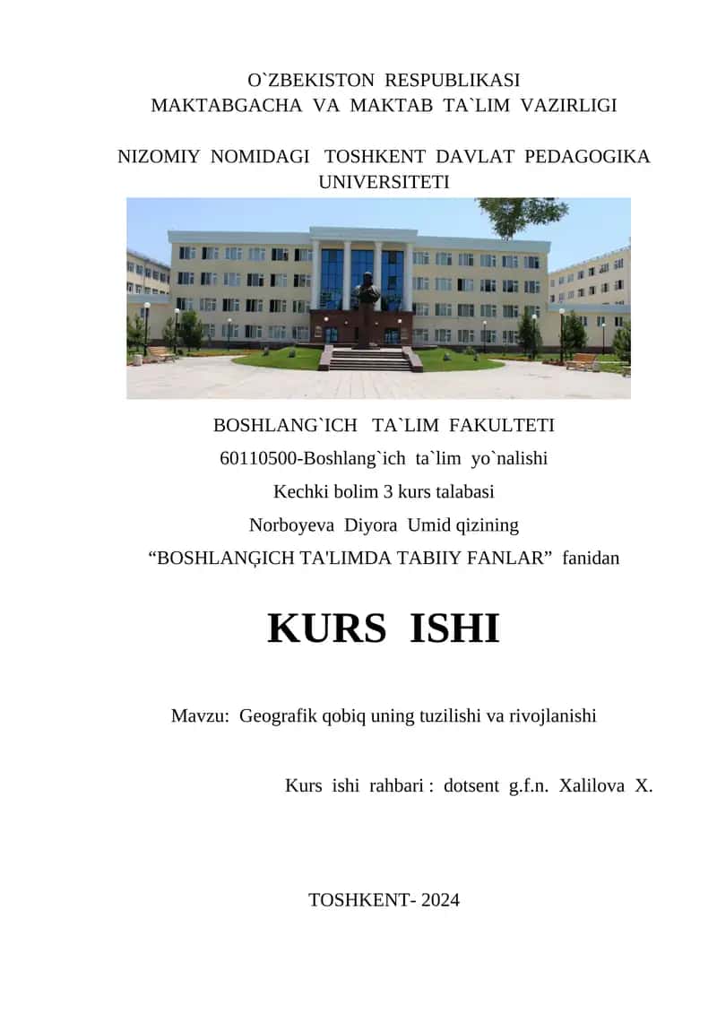 Geografik qobiq uning tuzilishi va rivojlanishi 1