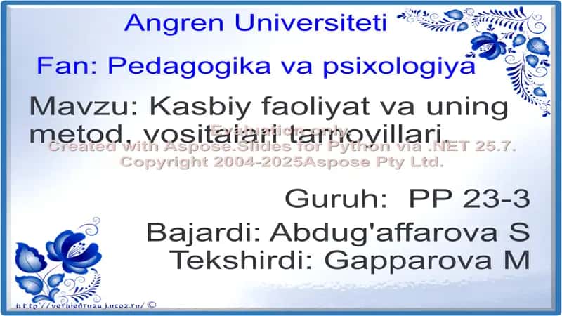 Kasbiy pedagogik faoliyatga kirish 1