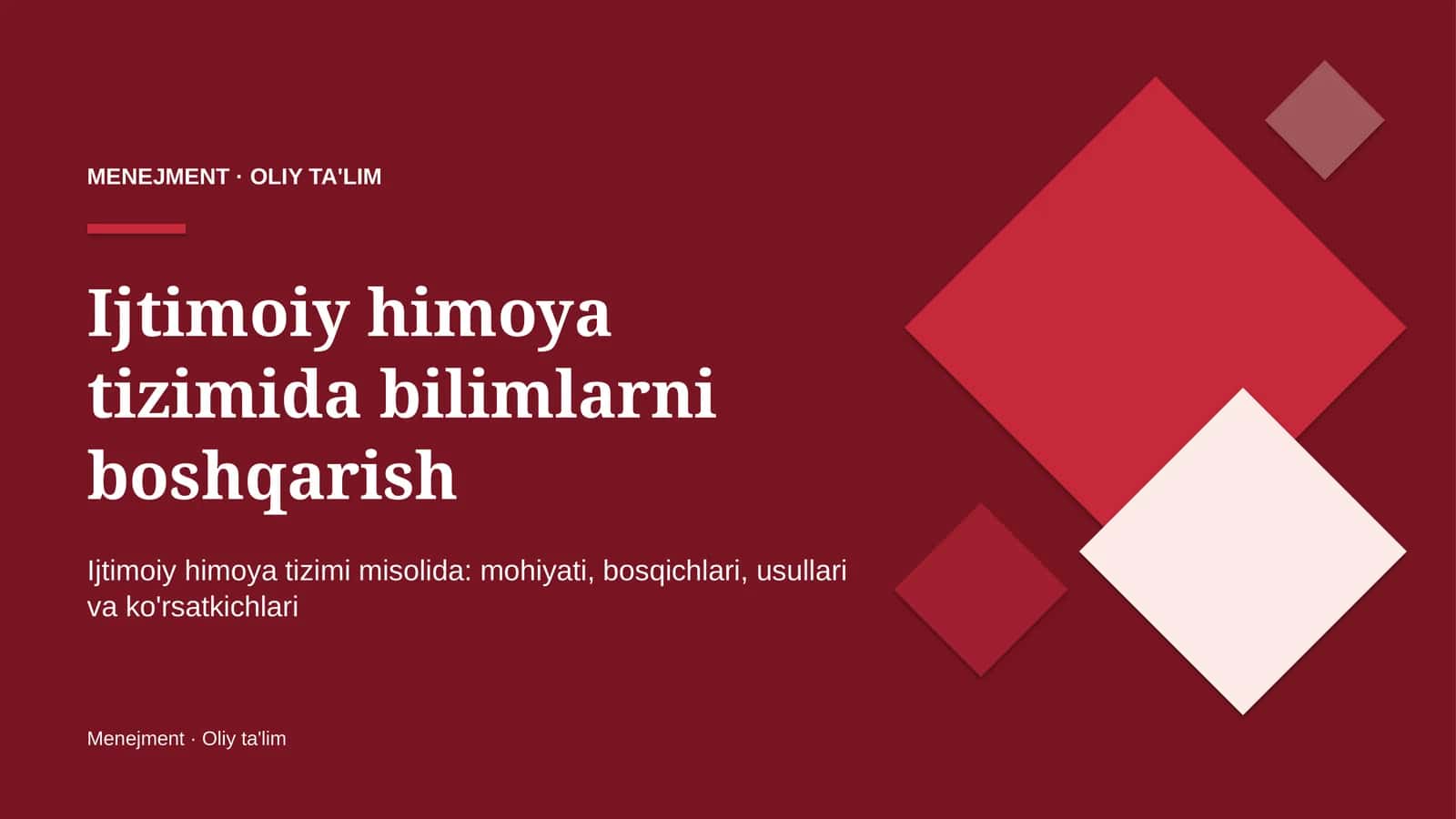 Ijtimoiy himoya tizimida bilimlarni boshqarish 1