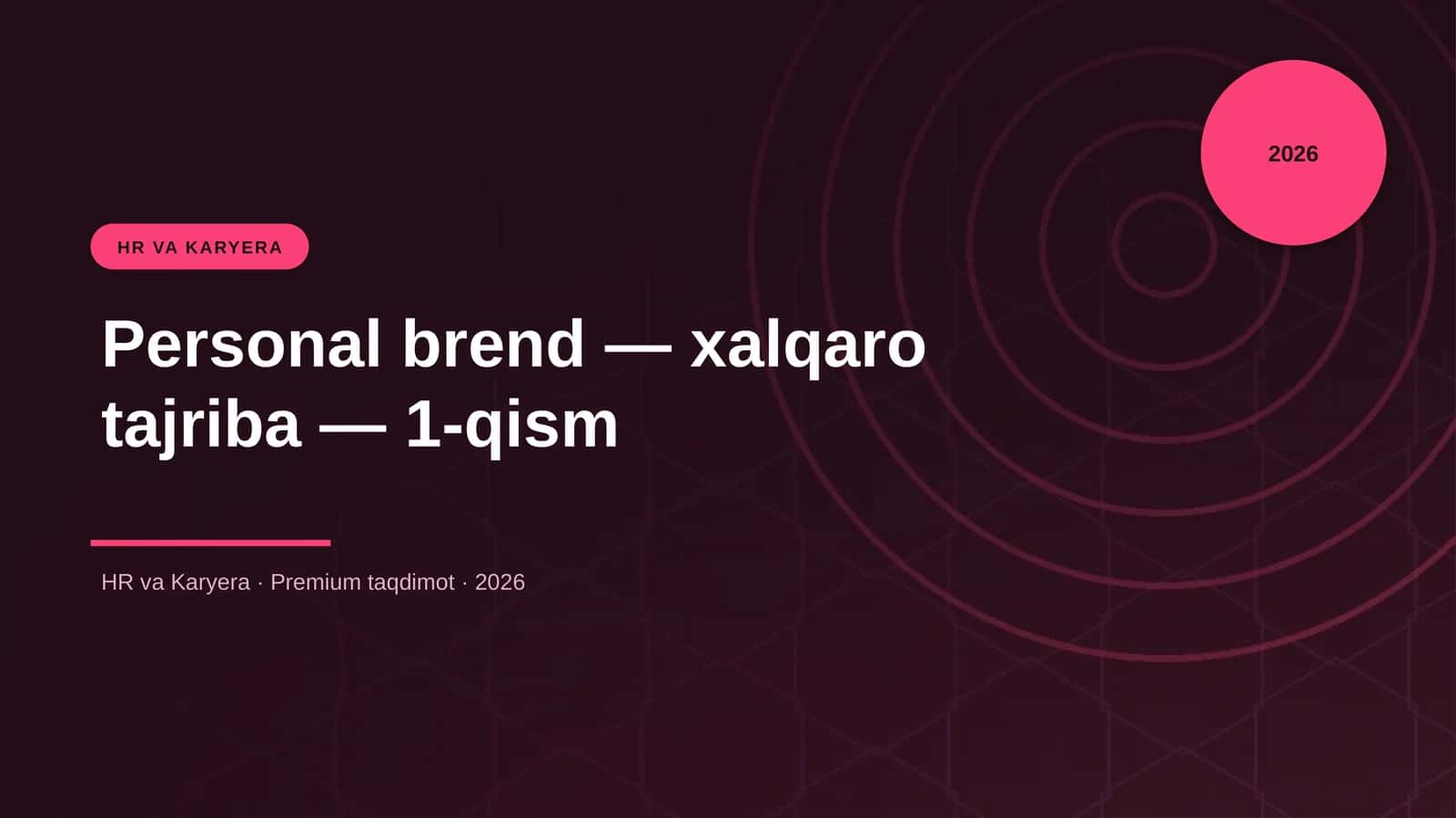 Personal brend — xalqaro tajriba — 1-qism 1