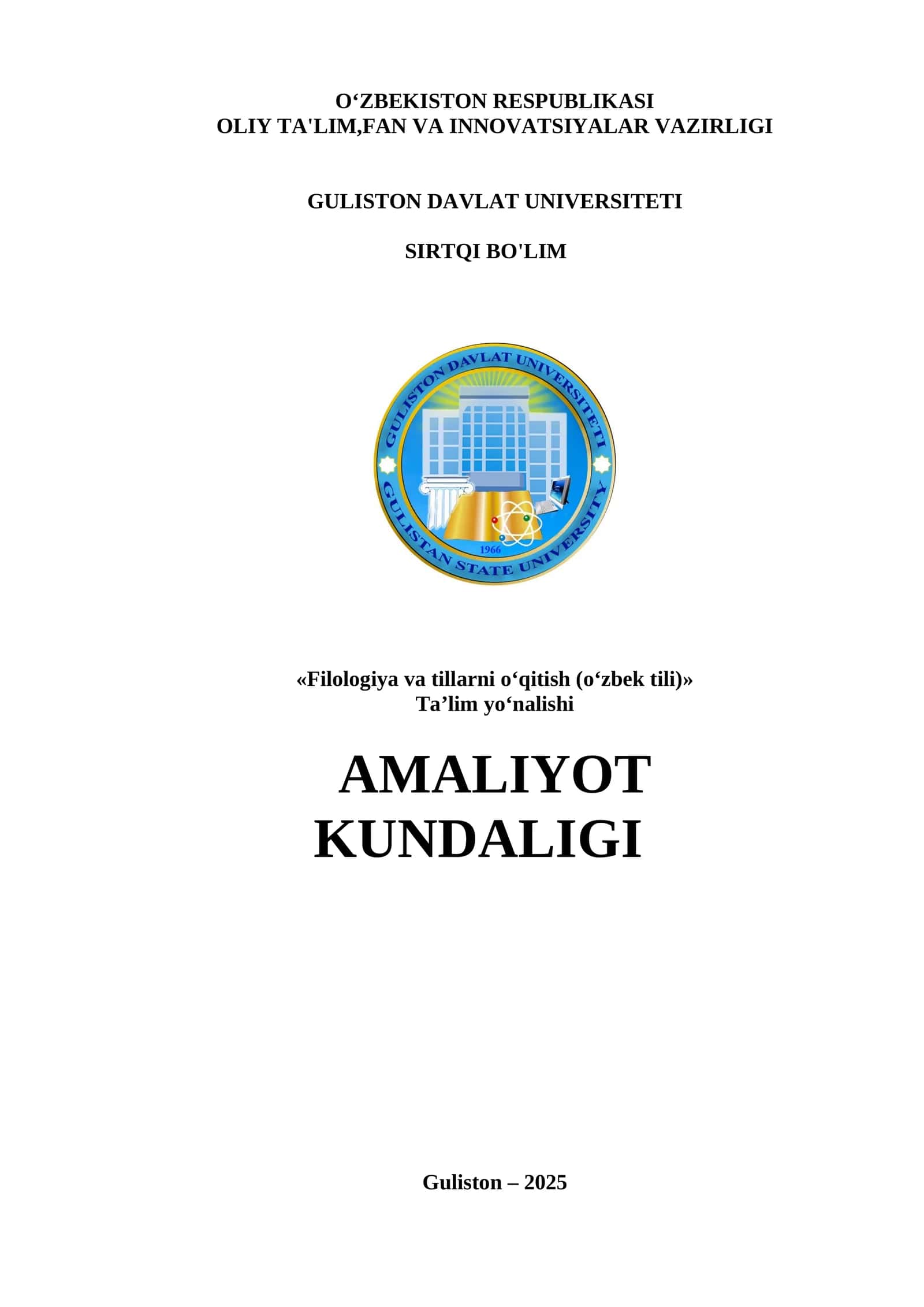 Filologiya va tillarni o‘qitish (o‘zbek tili) 1