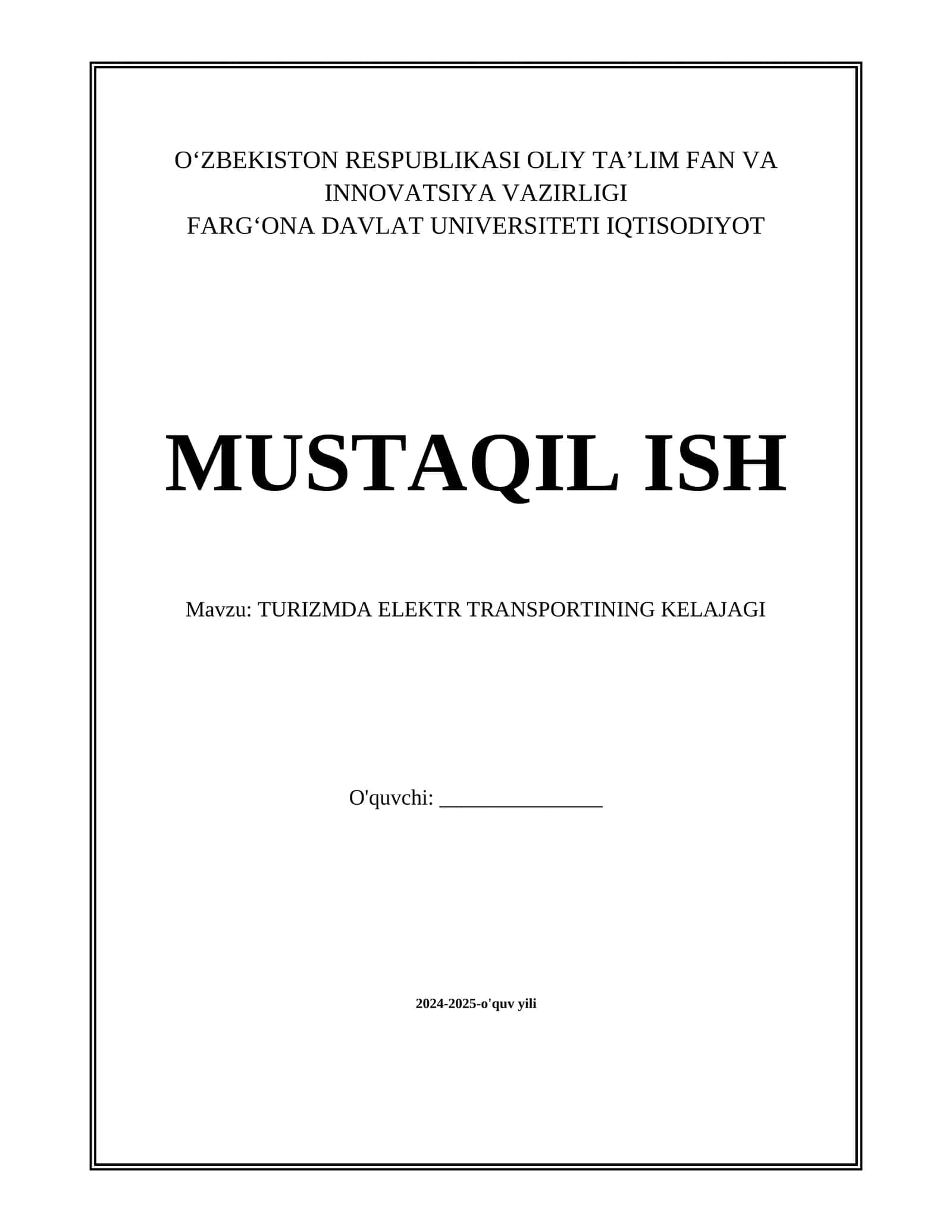 TURIZMDA ELEKTR TRANSPORTINING KELAJAGI 1