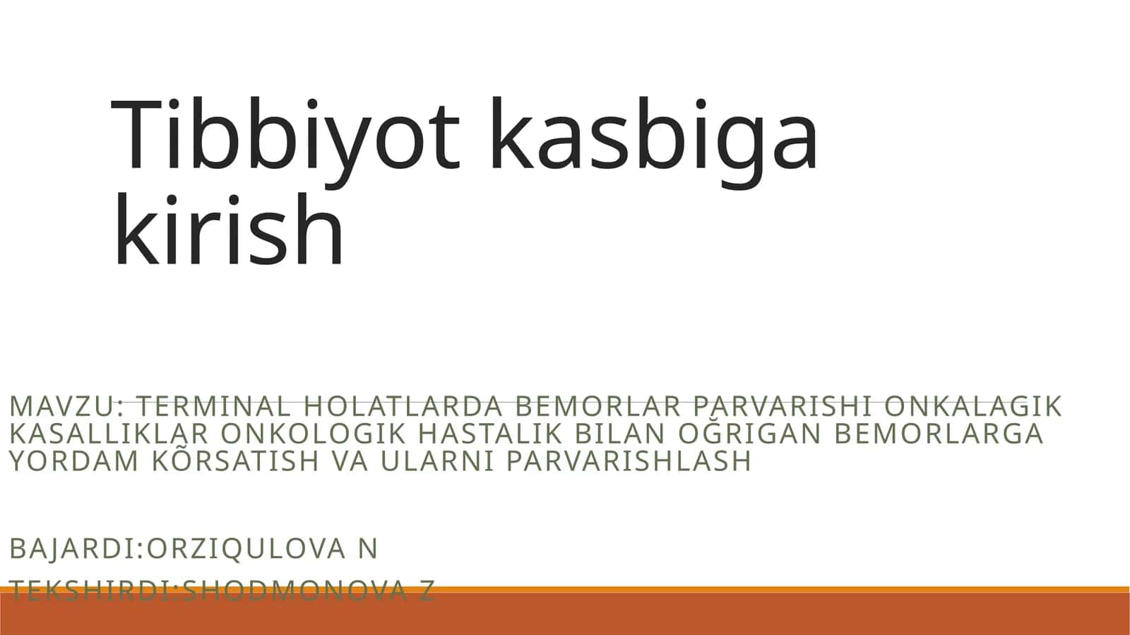 Tibbiyot kasbigakirish 1